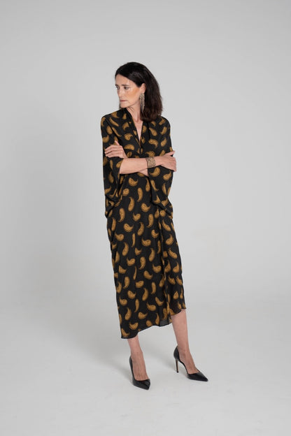 Vestido estampado Paisley Negro