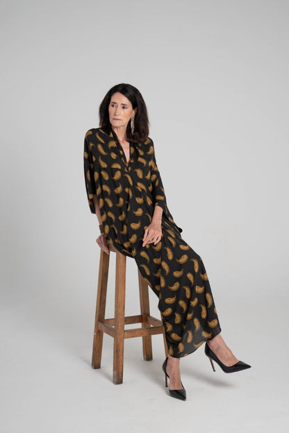 Vestido estampado Paisley Negro