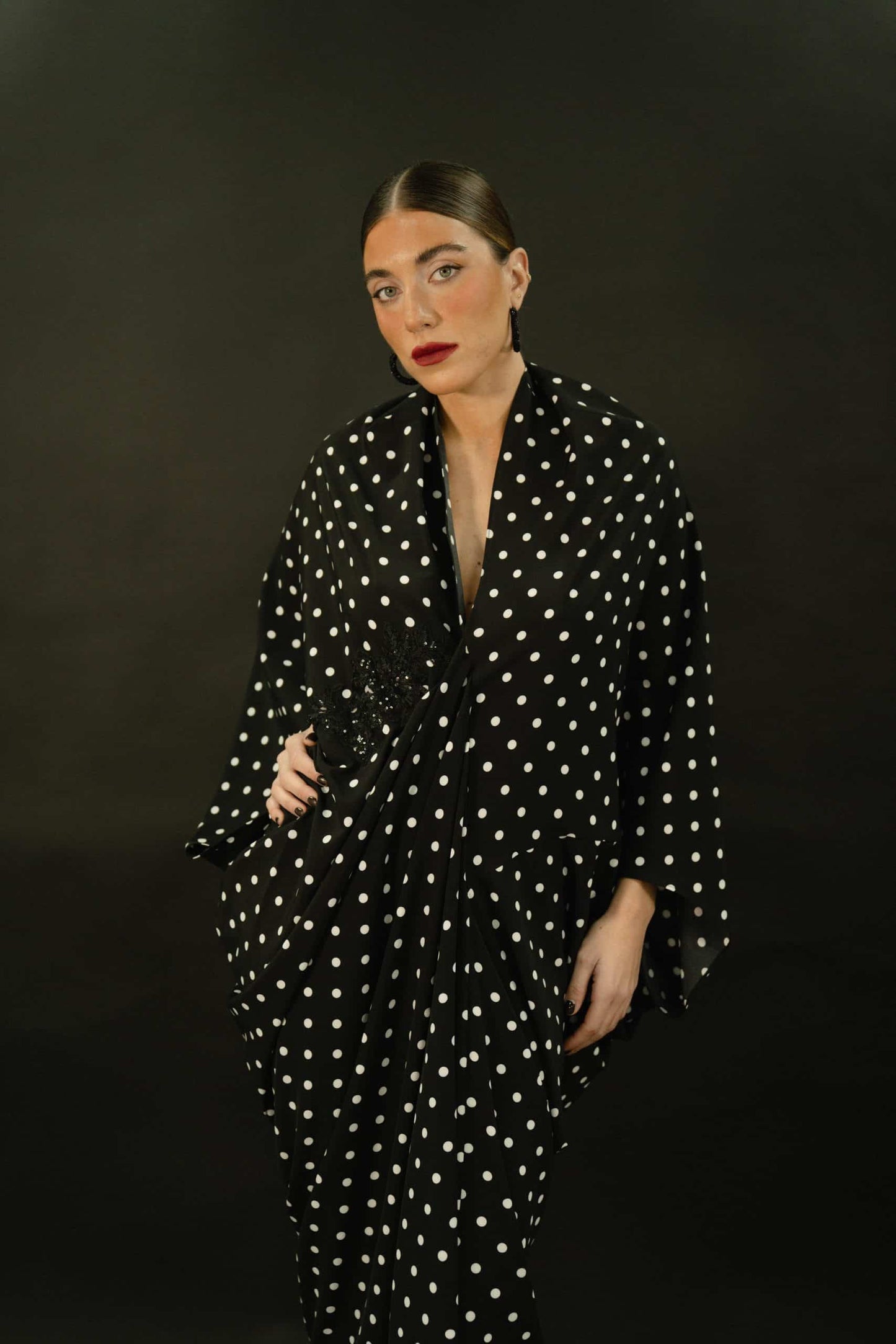 Vestido invitada de lunares Shaira negro y blanco