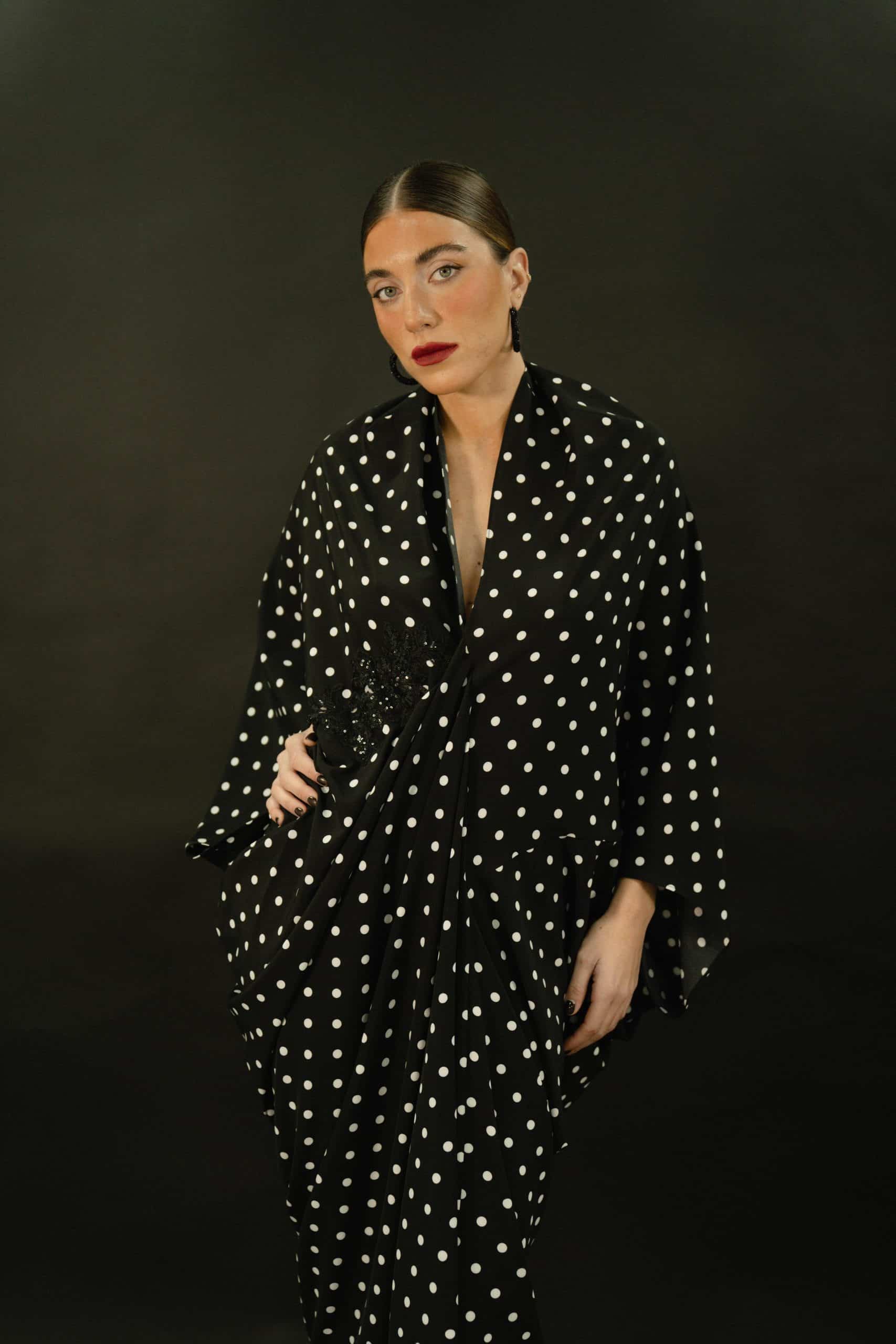 Vestido invitada de lunares Shaira negro y blanco