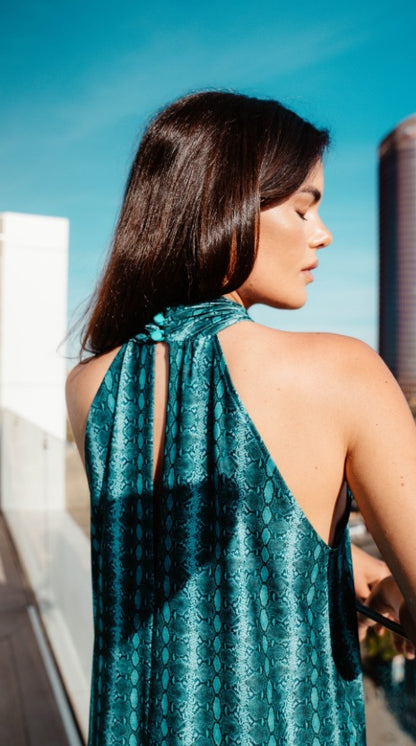 Vestido serpiente turquesa