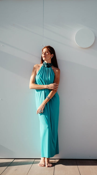 Vestido serpiente liso turquesa