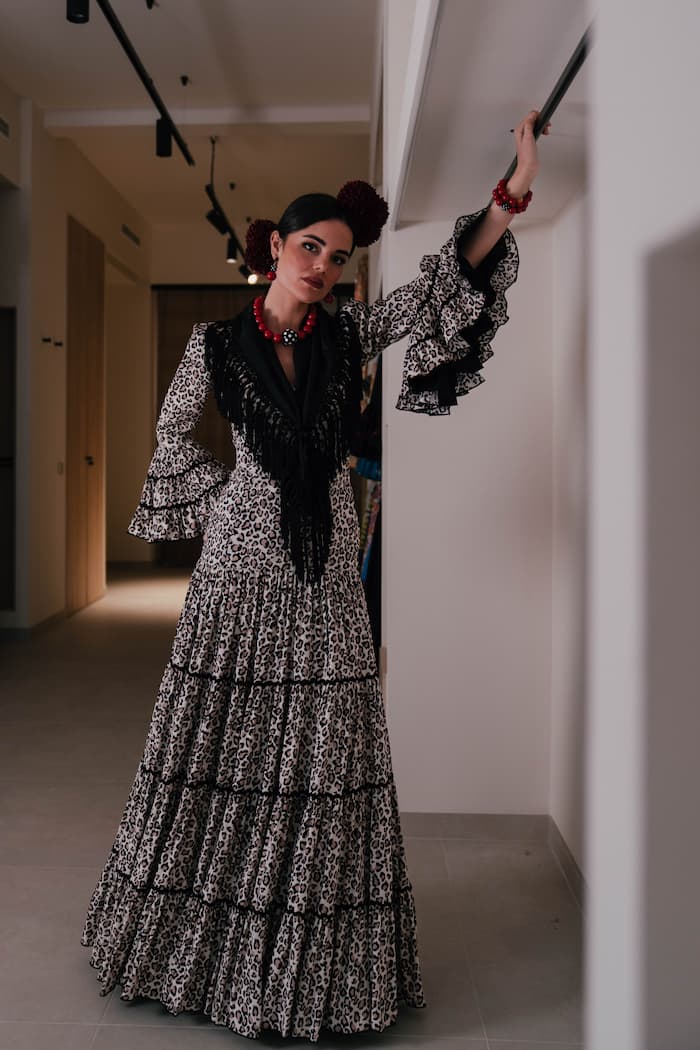 Vestido de flamenca canastero animal print