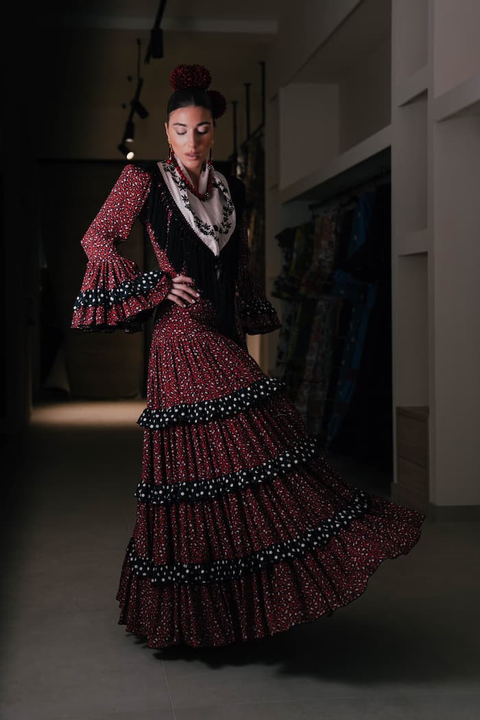 Vestido de flamenca canastero animal print rojo