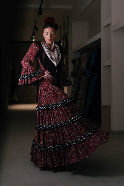 Vestido de flamenca canastero animal print rojo