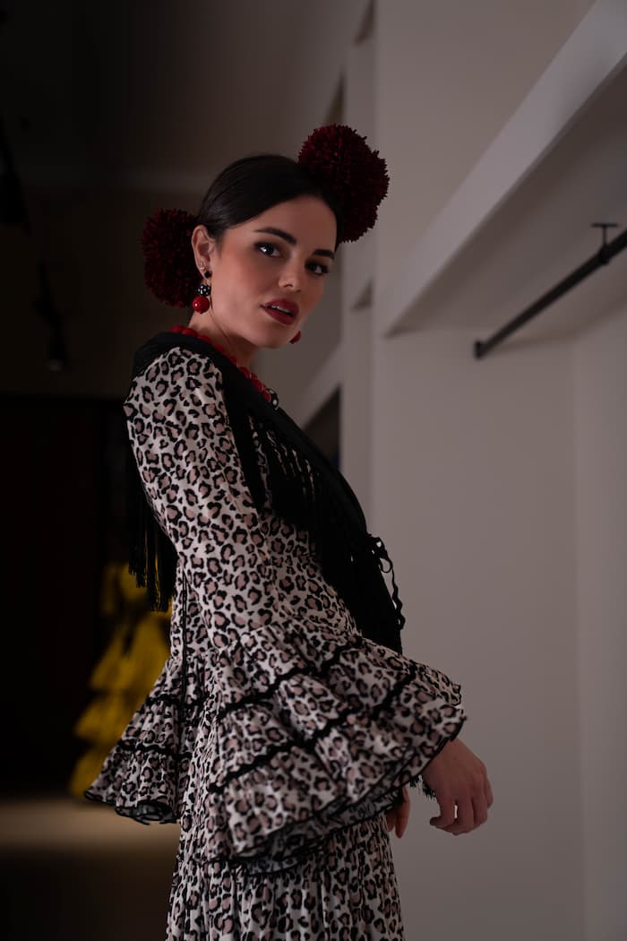Vestido de flamenca canastero animal print