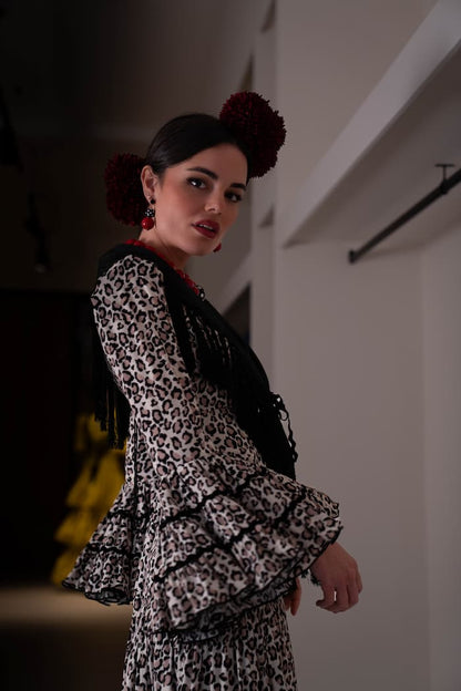 Vestido de flamenca canastero animal print