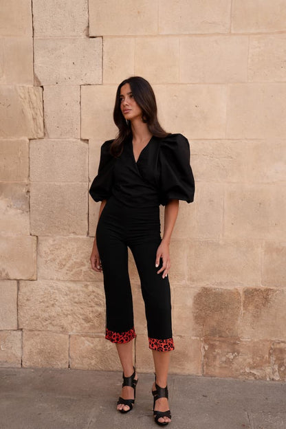 Blusa anudada Carmela Liso Negro