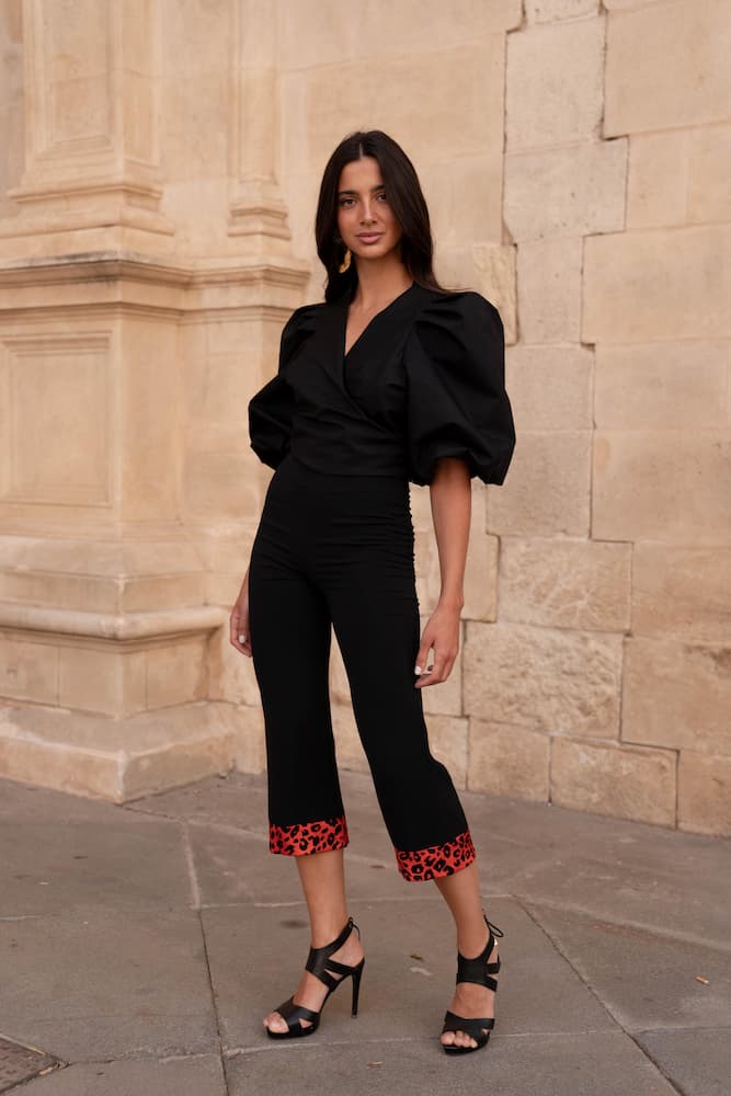 Blusa anudada Carmela Liso Negro