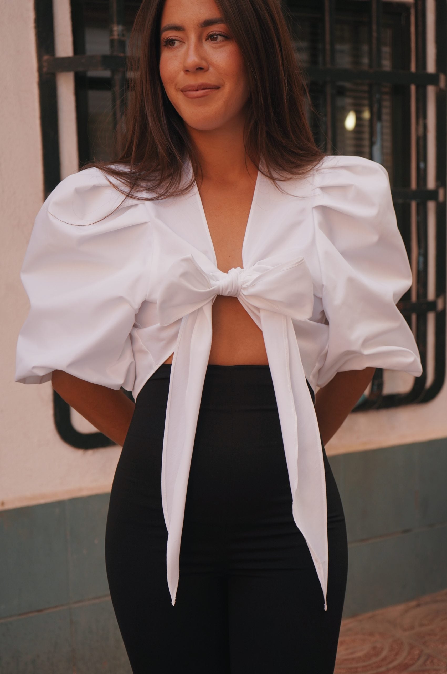 Blusa anudada Carmela Liso Blanco