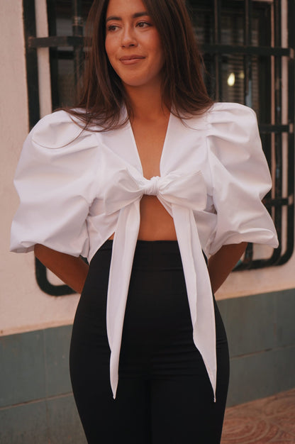 Blusa anudada Carmela Liso Blanco