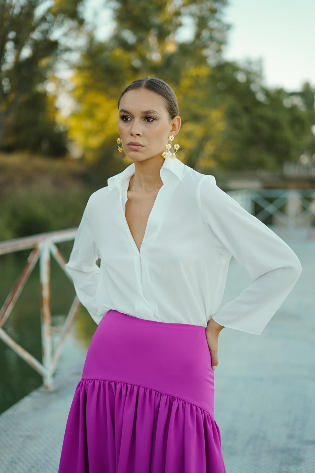 Blusa de Invitada en Gasa Blanca MARCHITA