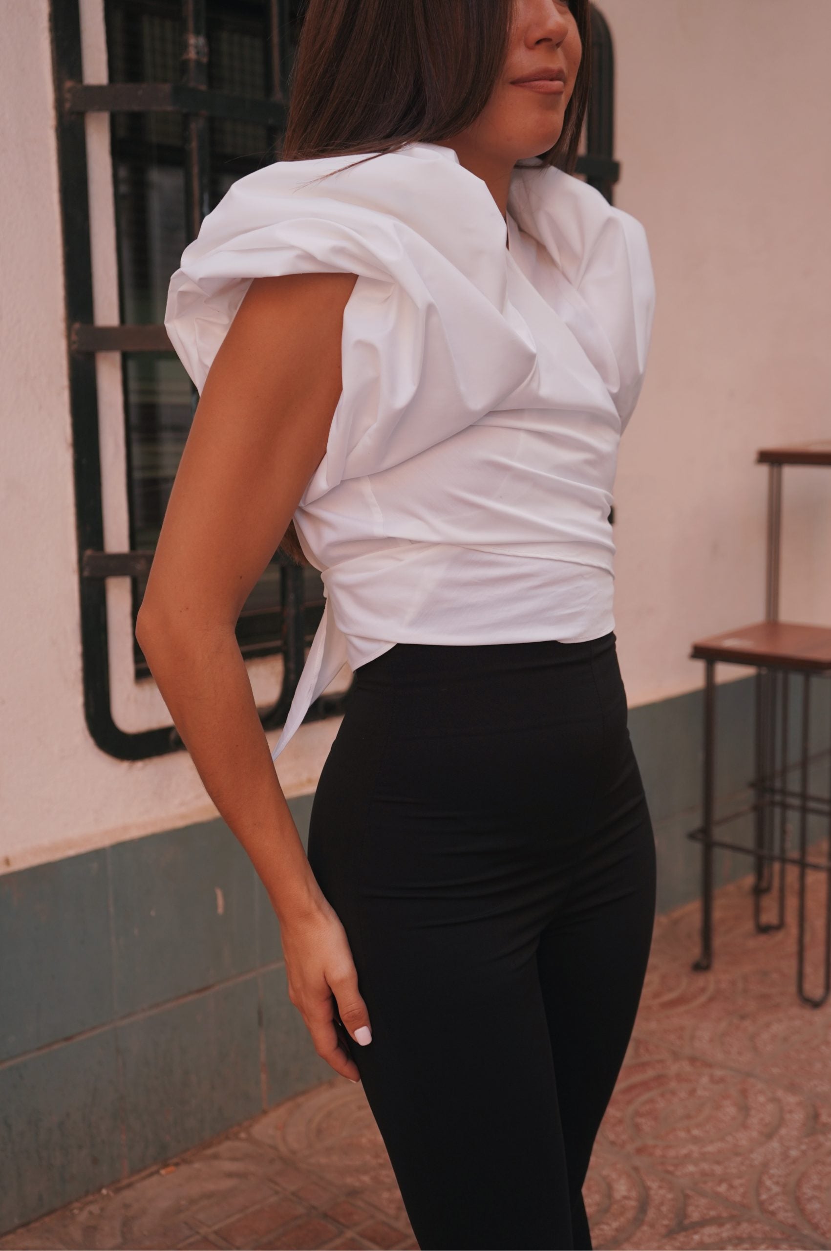 Blusa anudada Carmela Liso Blanco