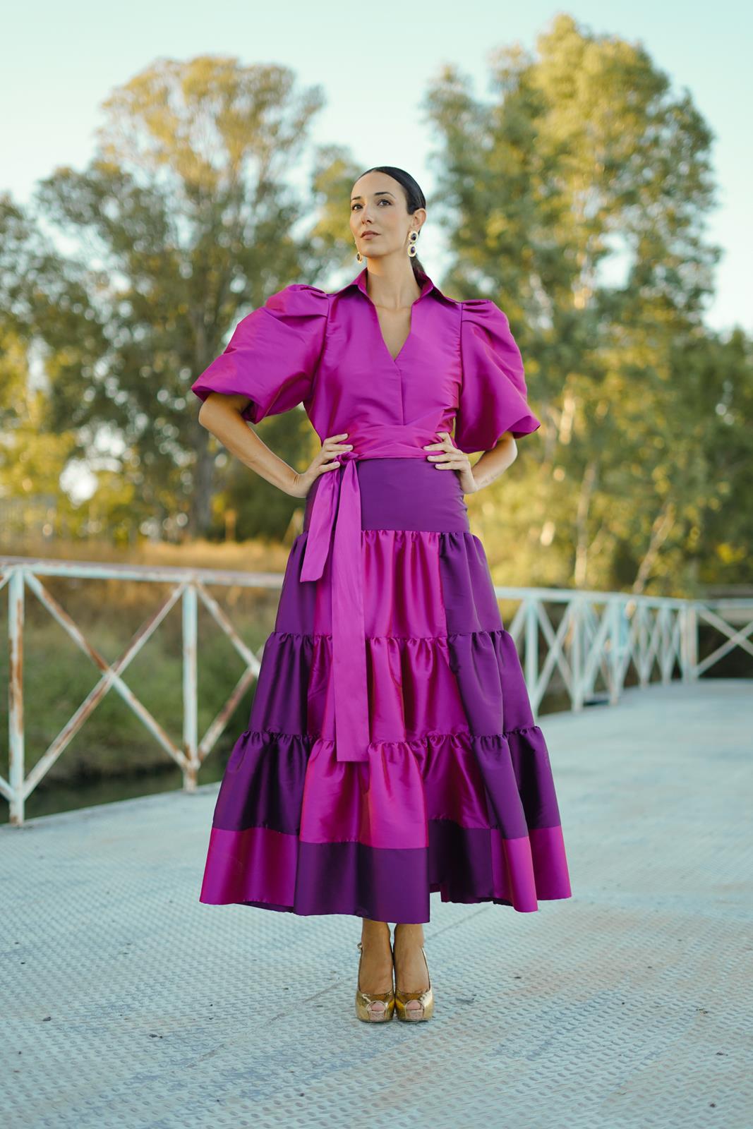 Blusa de Invitada en Tafeta Morada RECUERDO
