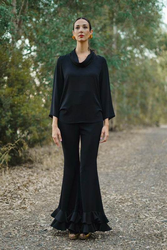 Blusa de Invitada en Gasa Negra con Lazada ILUSIÓN
