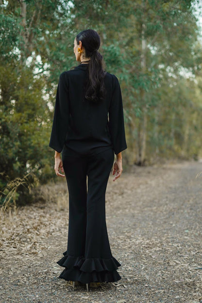 Blusa de Invitada en Gasa Negra con Lazada ILUSIÓN