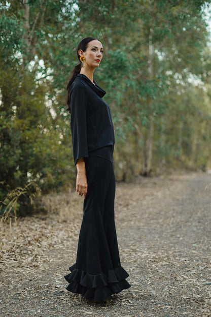 Blusa de Invitada en Gasa Negra con Lazada ILUSIÓN