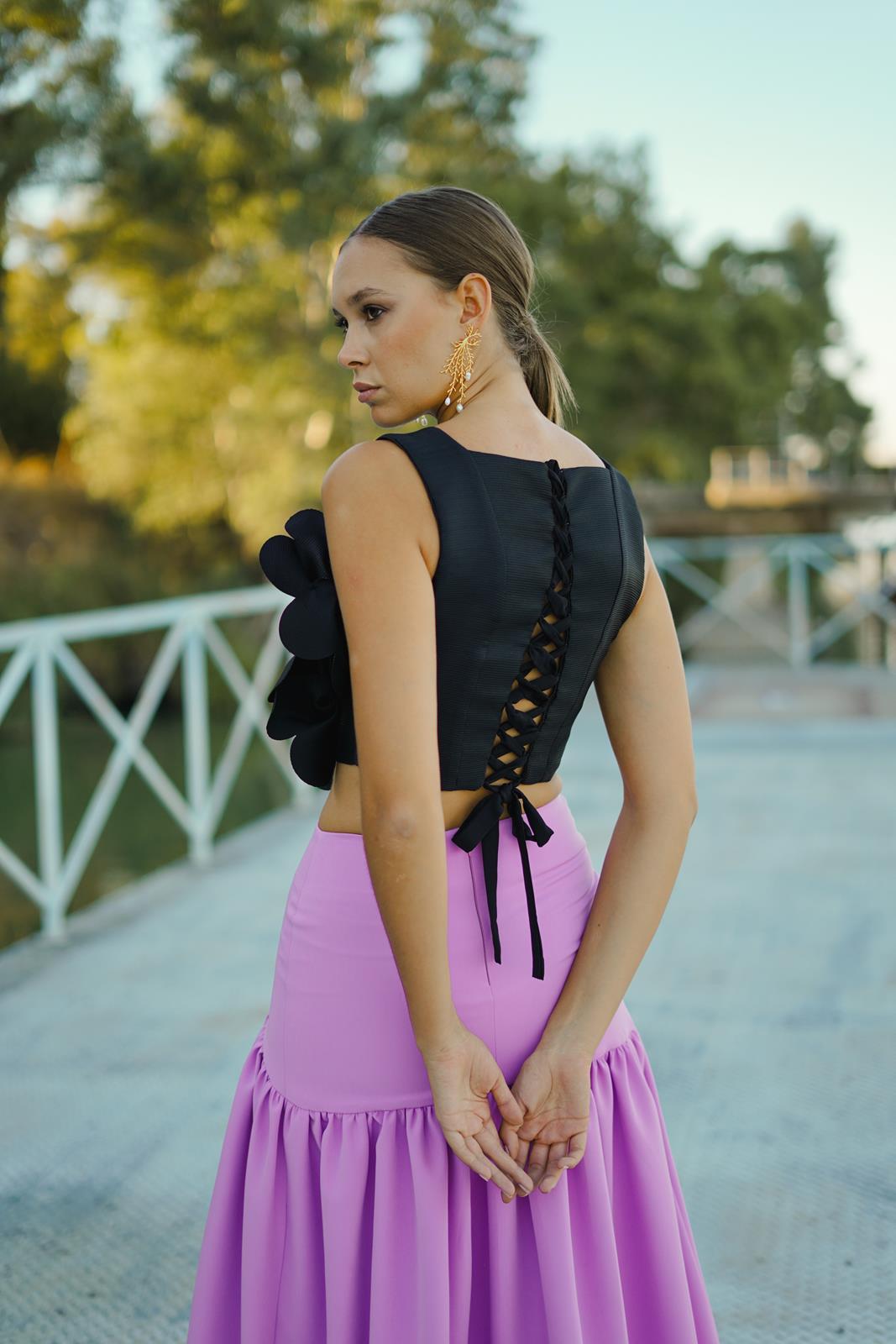 Top de Invitada Corset Ottoman Negro SOMBRAS