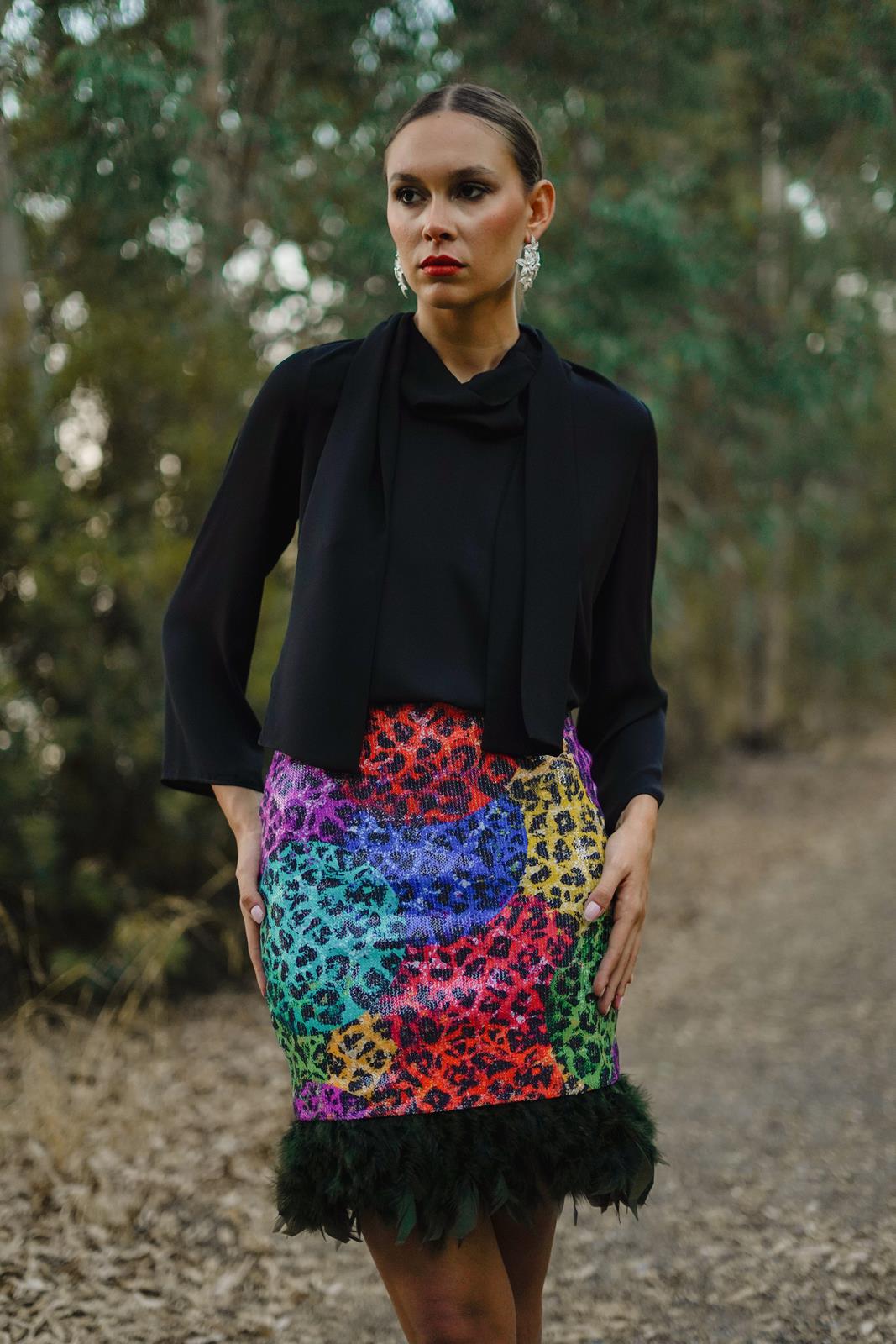 Falda Mini de Invitada Tejido Lentejuelas Print ILUSIÓN