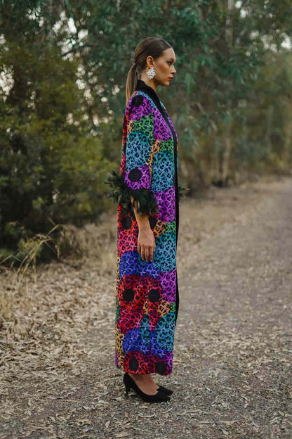 Kimono de Invitada Malva Crepé Estampado Animals ERRANTE