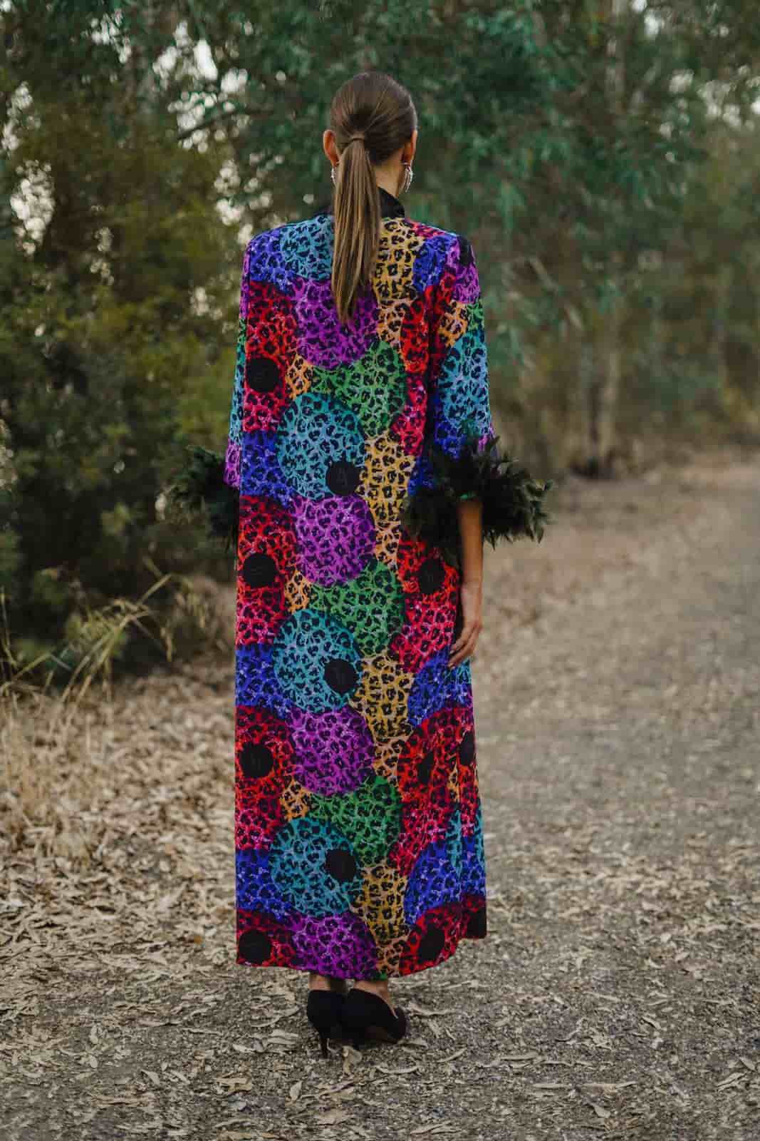 Kimono de Invitada Malva Crepé Estampado Animals ERRANTE