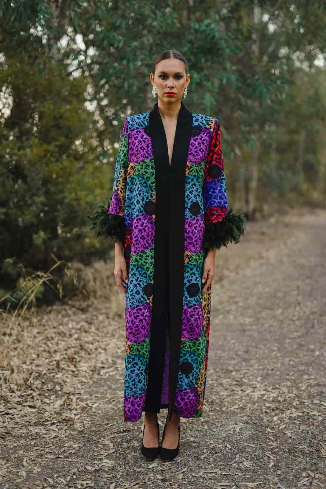 Kimono de Invitada Malva Crepé Estampado Animals ERRANTE