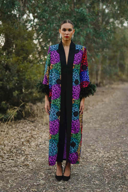 Kimono de Invitada Malva Crepé Estampado Animals ERRANTE