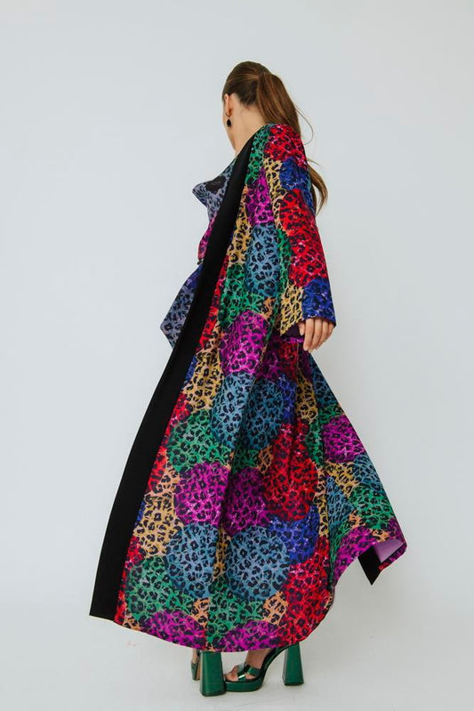Kimono Triana Malva Crepé Estampado Animals