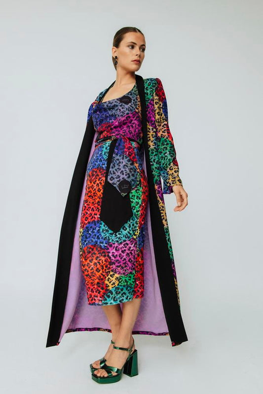 Kimono Triana Malva Crepé Estampado Animals