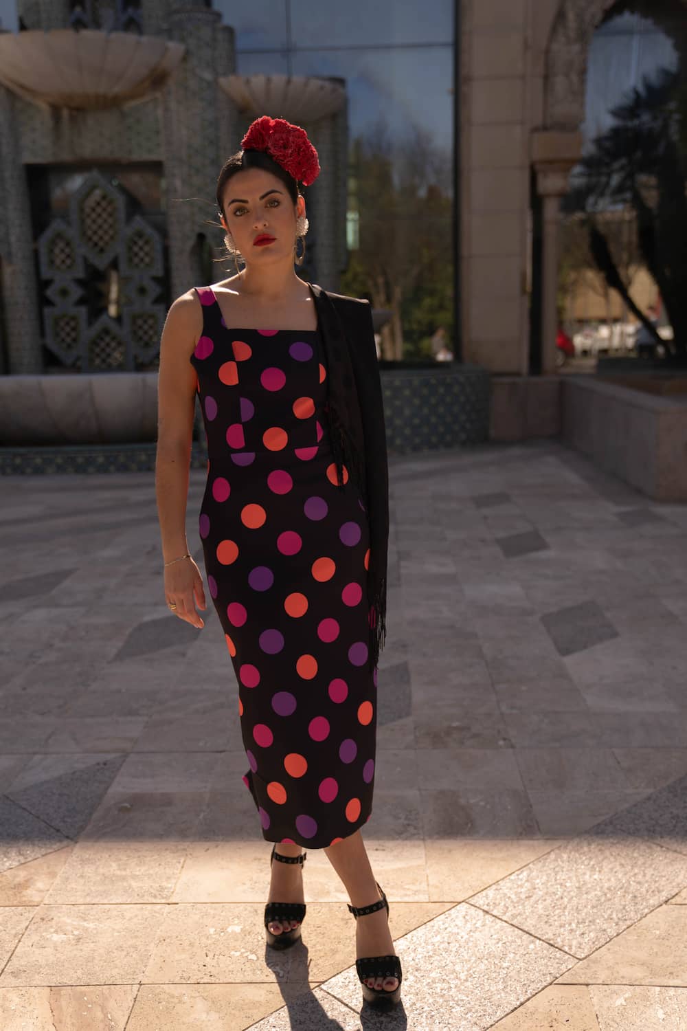 Vestido invitada de lunares CORINTO negro