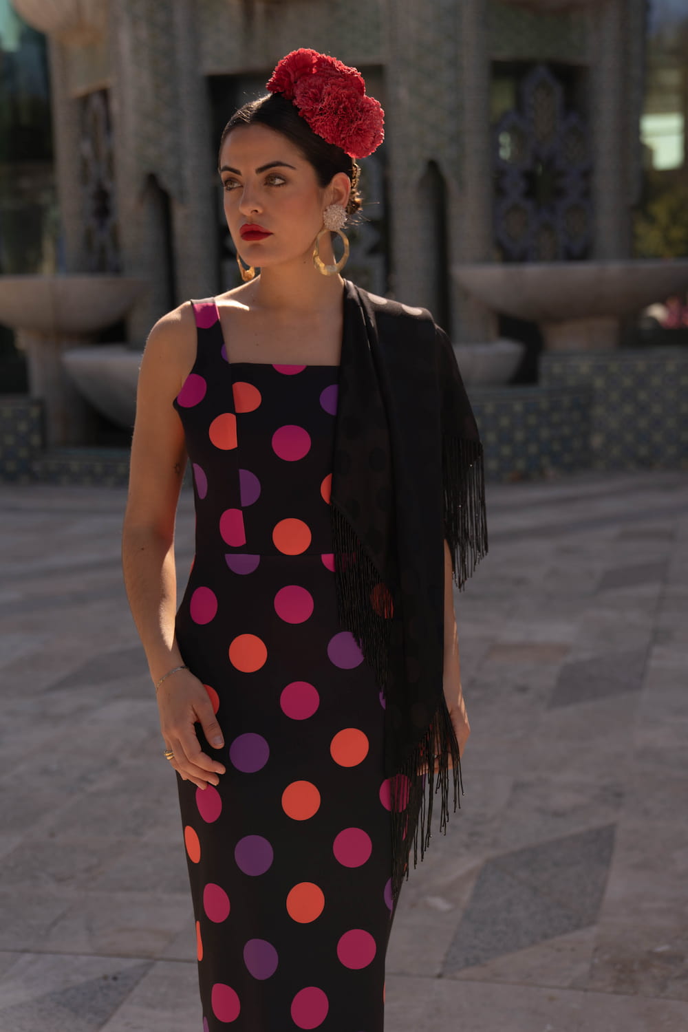Vestido invitada de lunares CORINTO negro