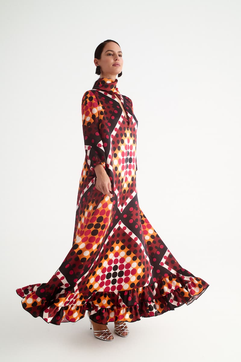 Vestido invitada lunares multicolor