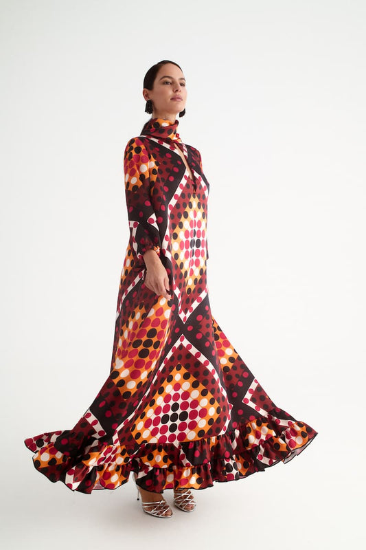 Vestido invitada lunares multicolor