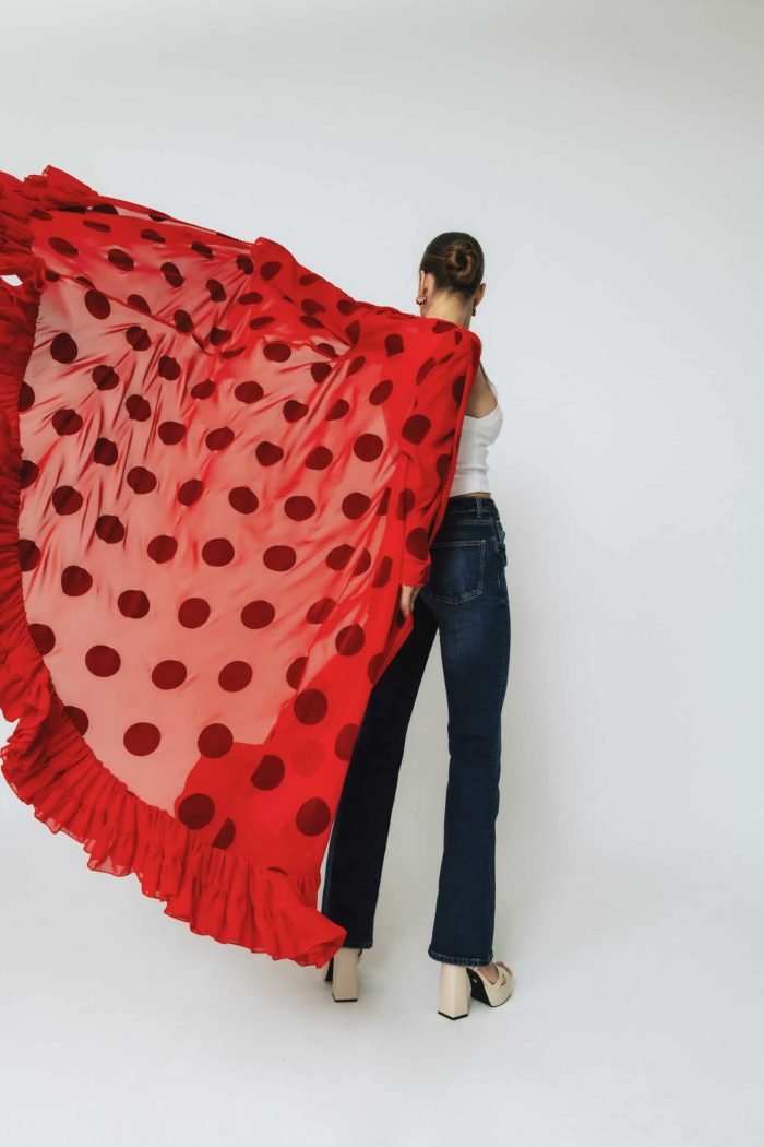 abrigo lunares rojo