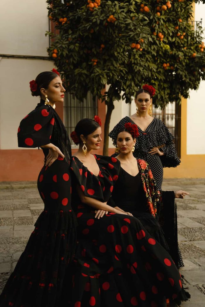 vestido flamenca mangas anchas