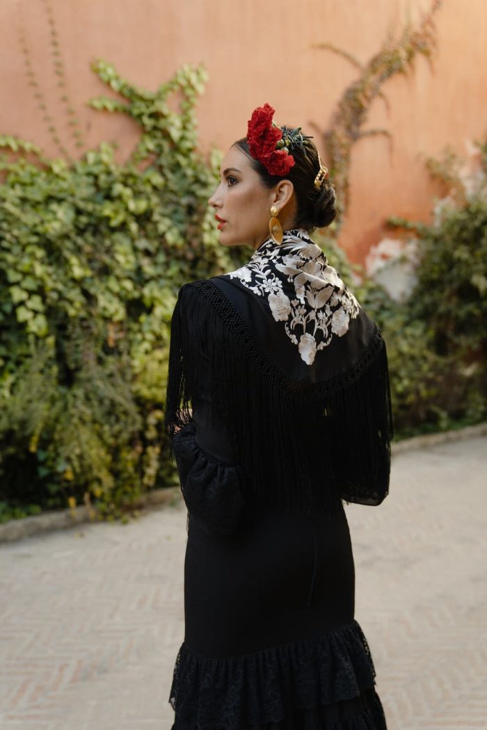 vestido flamenca gasa negra