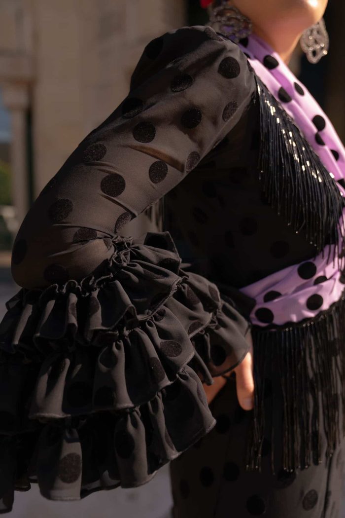 vestido flamenca negro lunar negro
