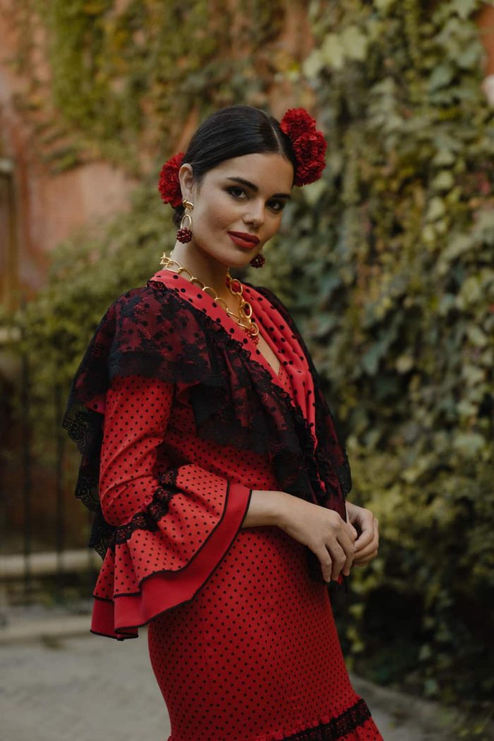 flamenca rojo con mantoncillo a juego