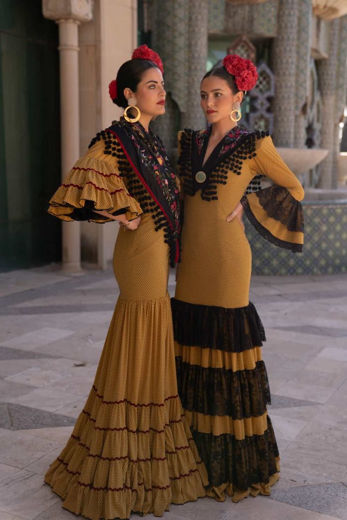 vestido flamenca mostaza