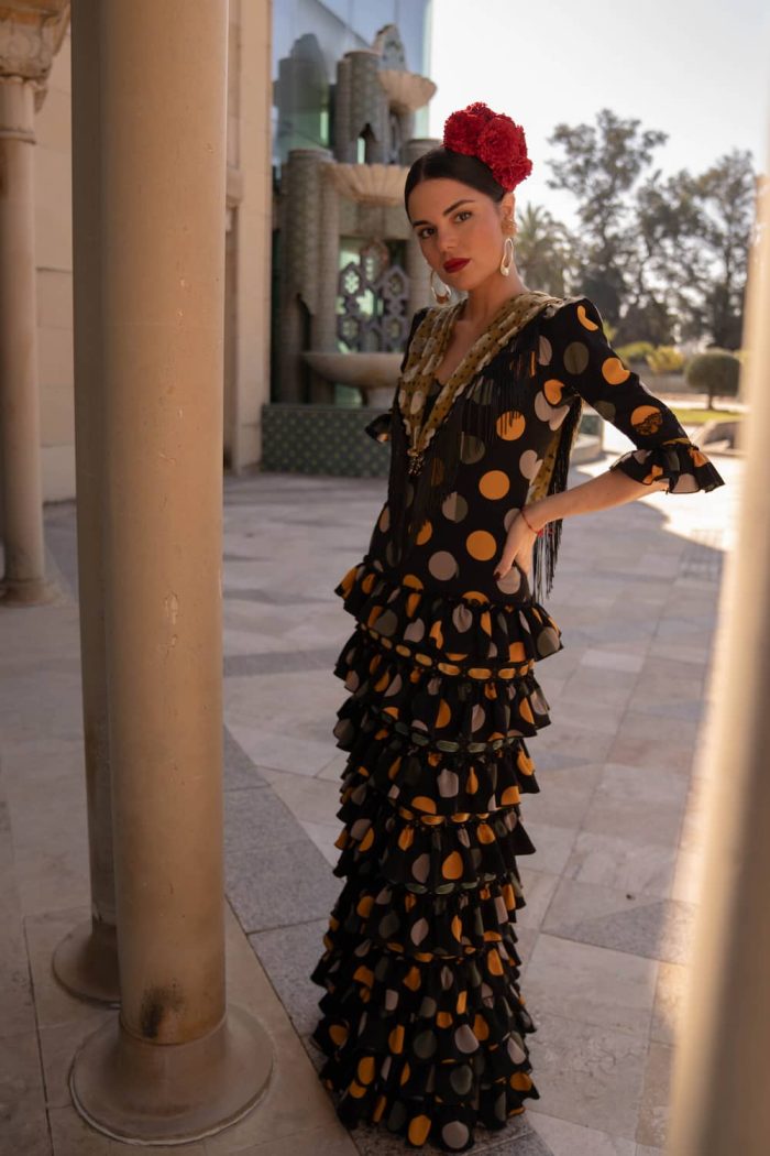 traje flamenca lunares tonos tierra