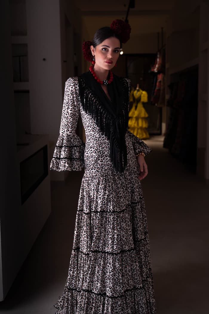 Vestido de flamenca canastero animal print