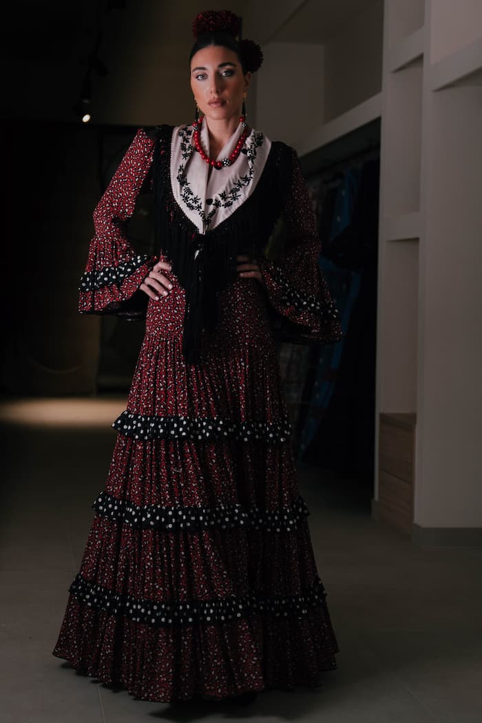 Vestido de flamenca canastero animal print rojo