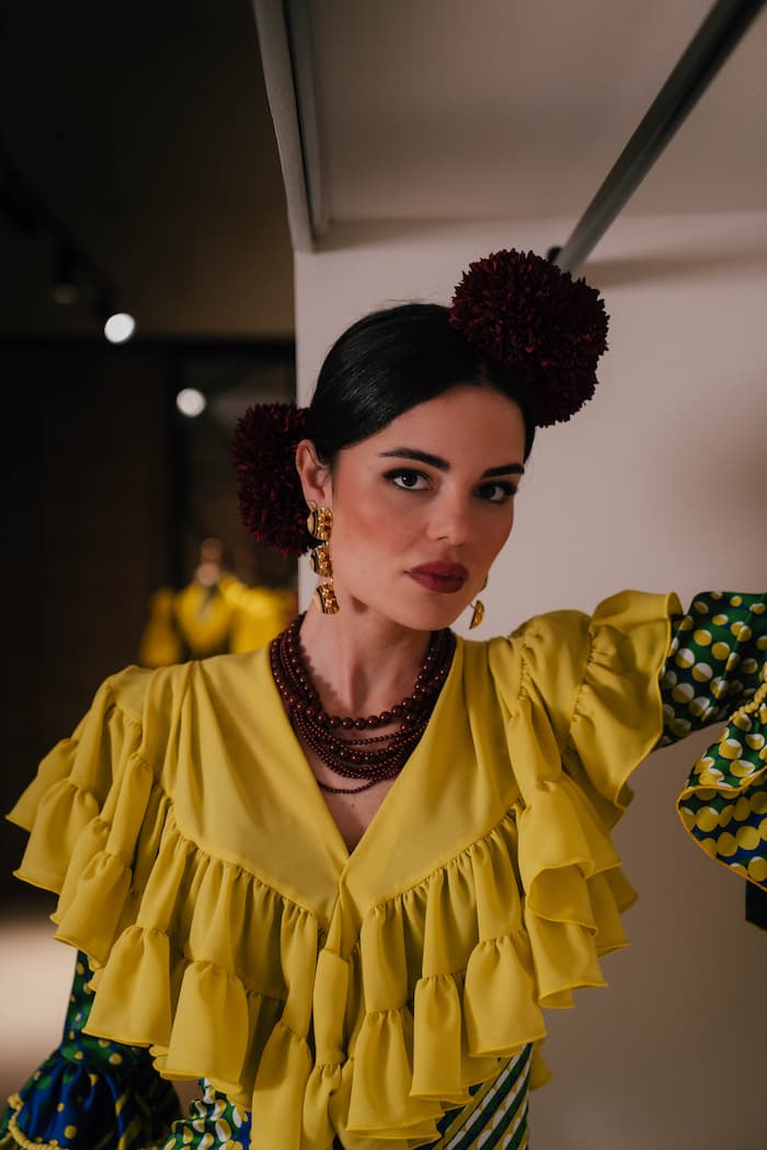 Vestido de flamenca canastero multicolor lunares y rayas - Imagen 4