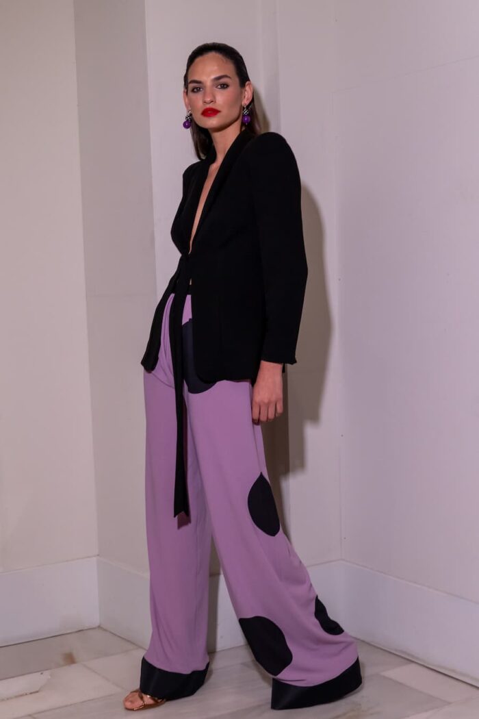 pantalon invitada tubo malva